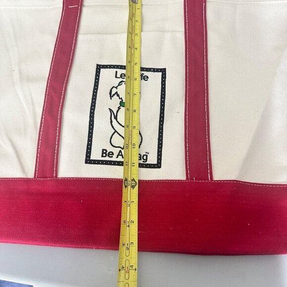 Canvas Tote Bag With Red Trim "Let Life Be A Wag" Design - Picture 6 of 7